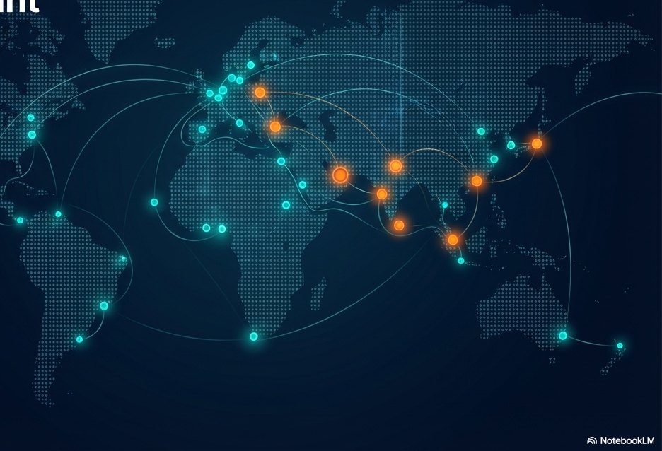 Map of global trading routes and hubs